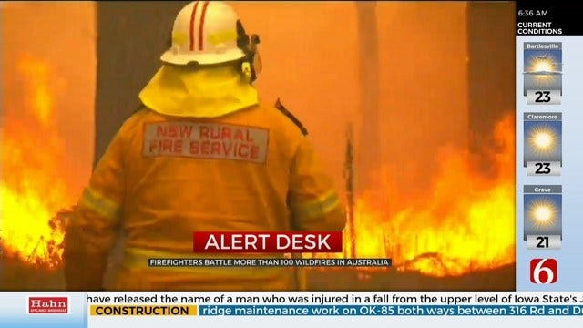 Australian Firefighters Battling More Than 100 Fires