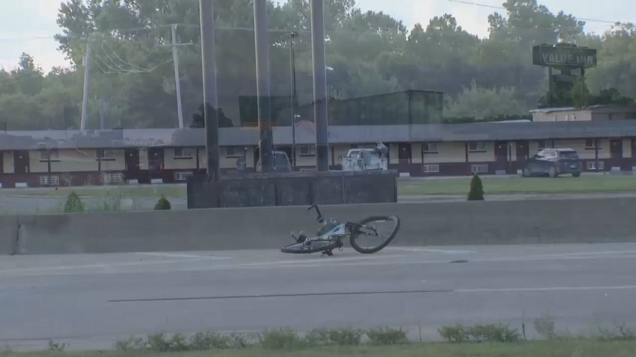 WEB EXTRA: Video From Bicycle-Pickup Crash On Tulsa's I-244