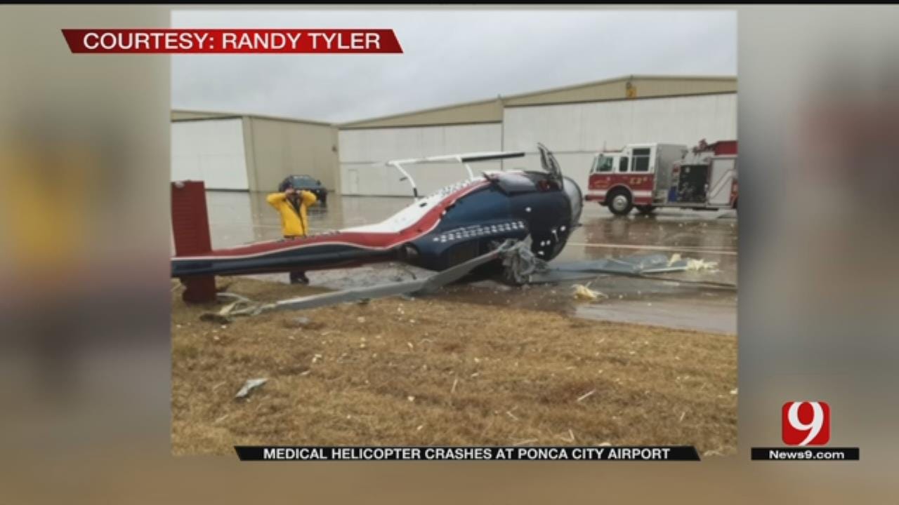 Helicopter Rolls Over At Ponca City Airport