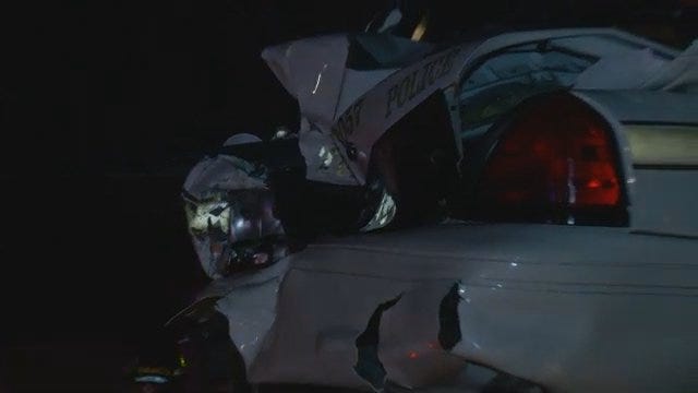 WEB EXTRA: Chain Reaction Crash Involves Tulsa Police Car