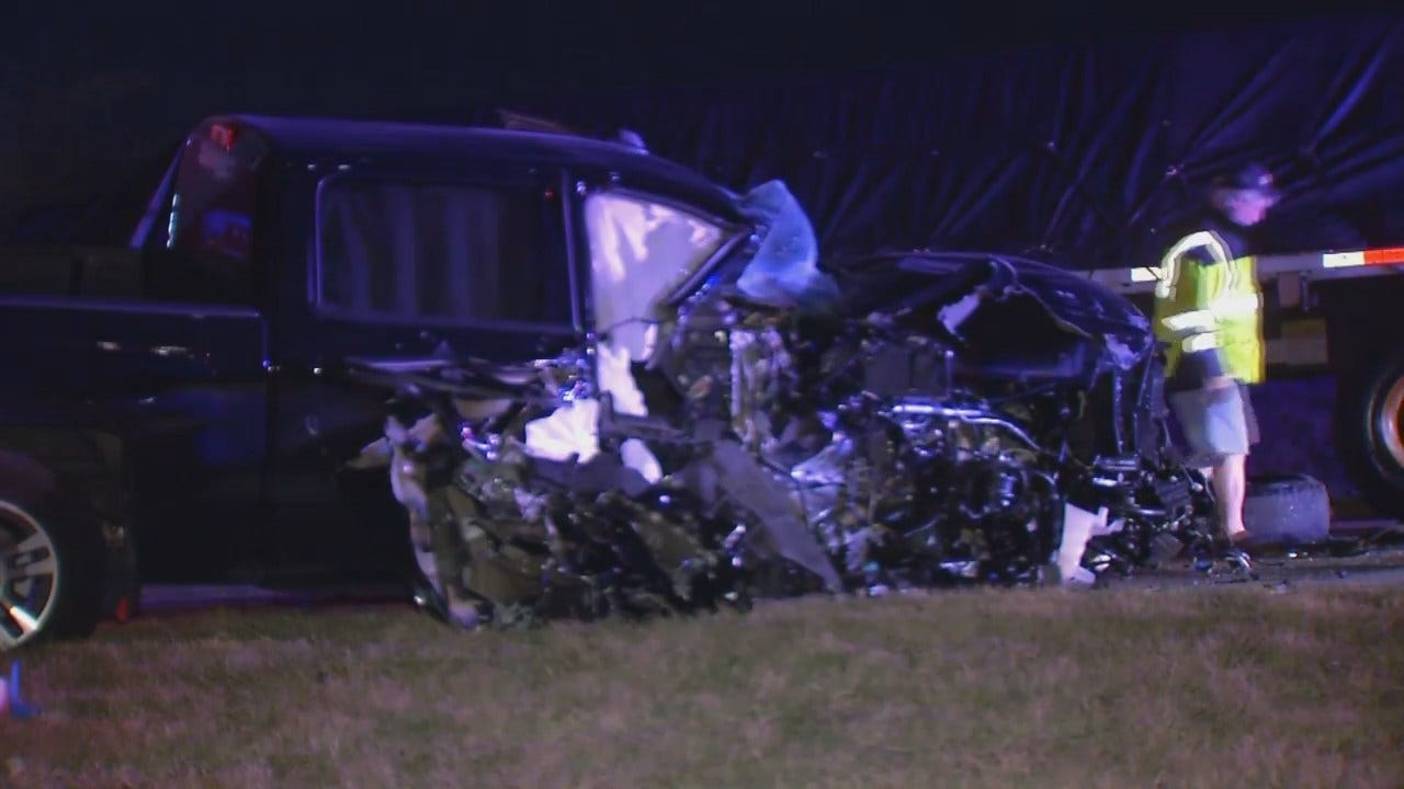 WEB EXTRA: Video From Scene Of East Tulsa Pickup-Semi Crash