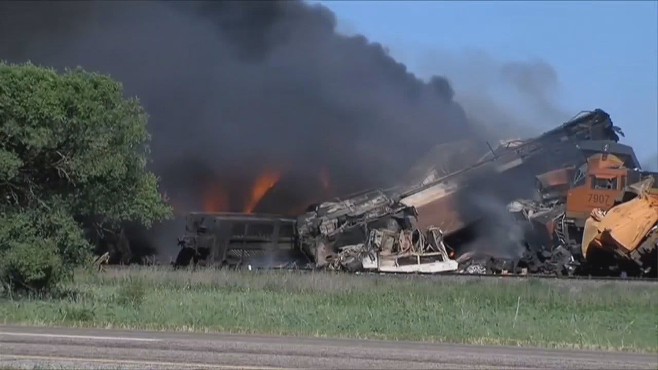 WEB EXTRA: Video From Train Collision Fire In Texas Panhandle