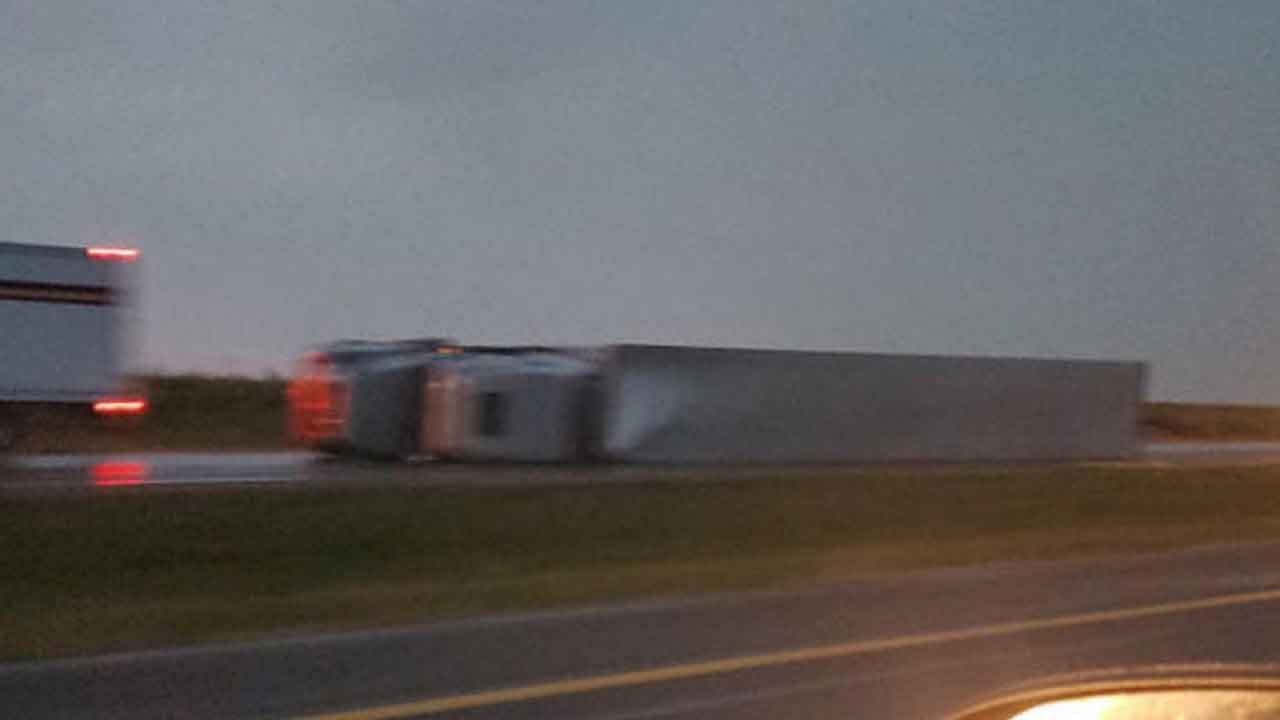 Strong Winds Blow Over At Least 20 Semis In Western Kansas