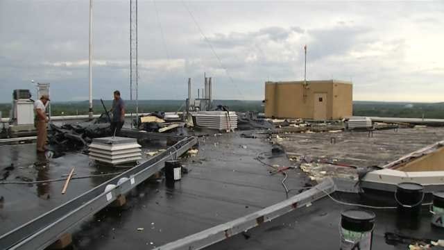 Bartlesville Medical Center Employees Cleaning Up Storm Damage