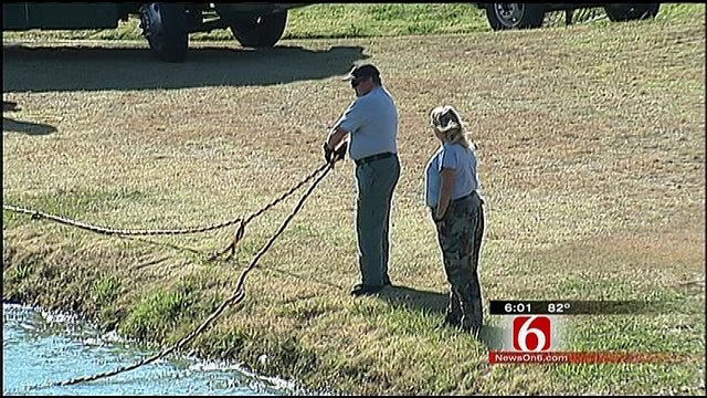 Dog Finds Human Foot In East Tulsa Retention Pond