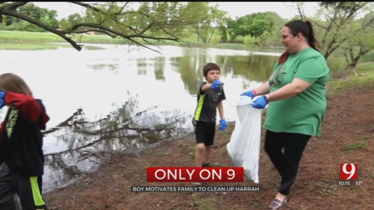 Boy Motivates Family To Clean Up Harrah Neighborhood