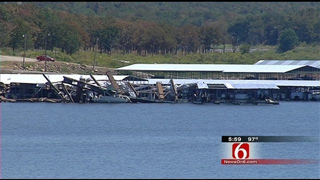 Storms Damage Boat Slips At Keystone Lake