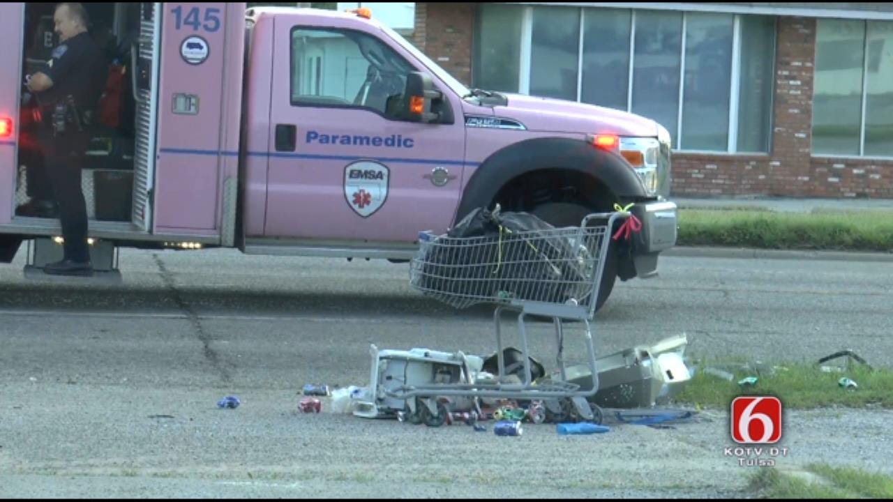 WEB EXTRA: Man Pushing Shopping Cart Hit On Tulsa Street