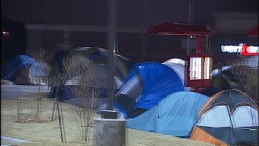WEB EXTRA: Campers Outside Tulsa's Newest Chick-Fl-A Restaurant