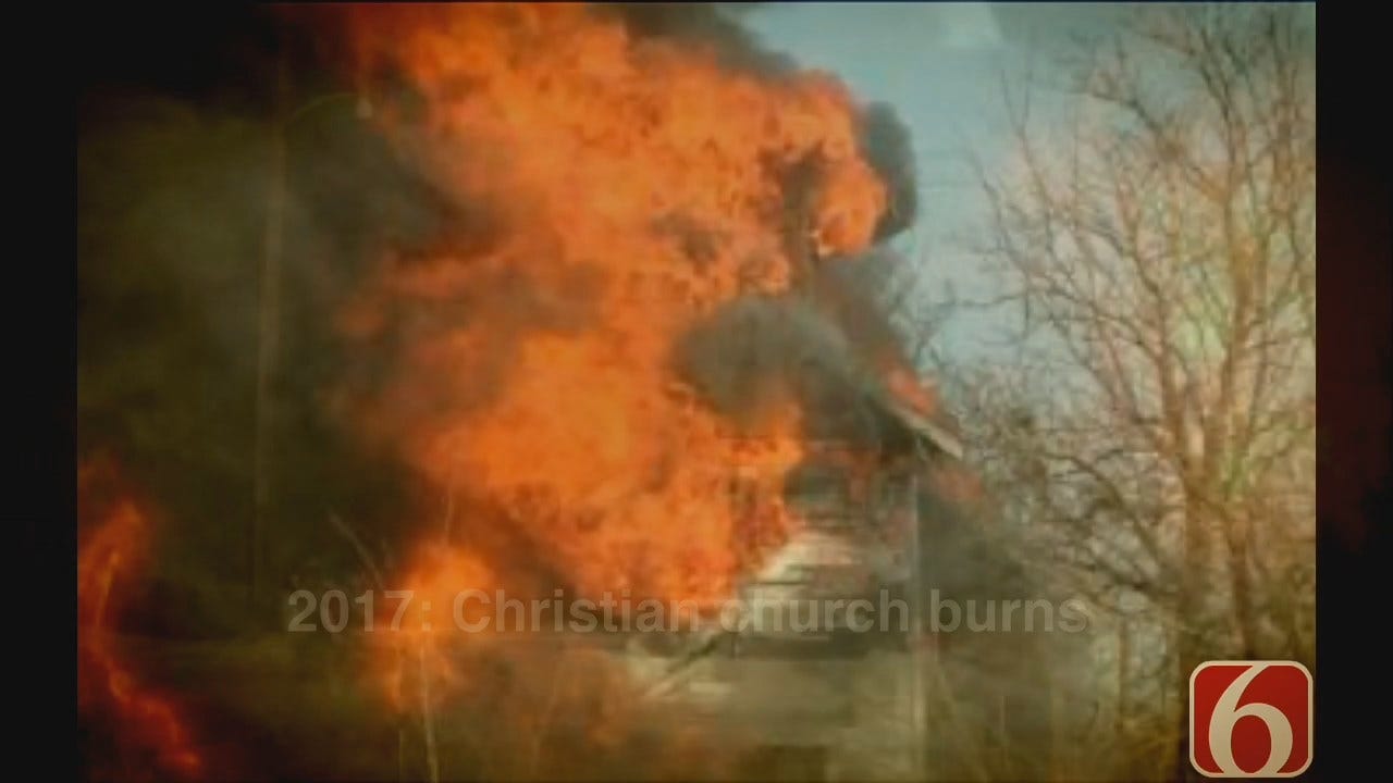 WEB EXTRA: Fire Destroys Abandoned Church In Picher