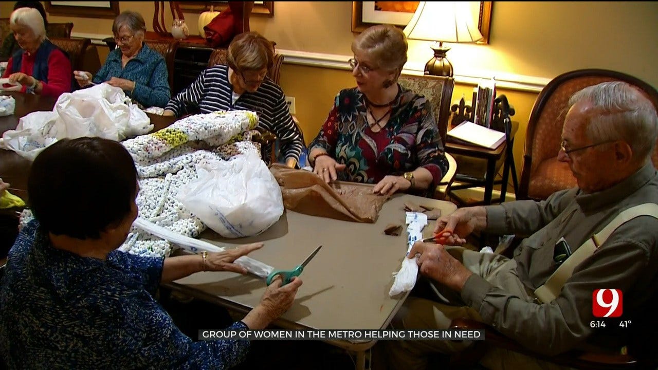 Residents At OKC Senior Living Facility Weave Mats For Homeless