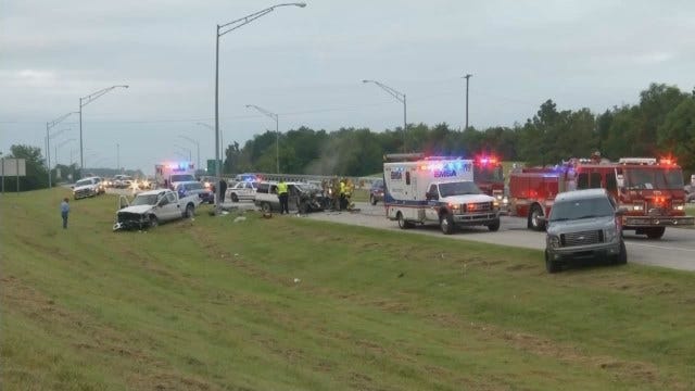 WEB EXTRA: Video From Scene Of Crash On Highway 75 North Of I-44 In Tulsa