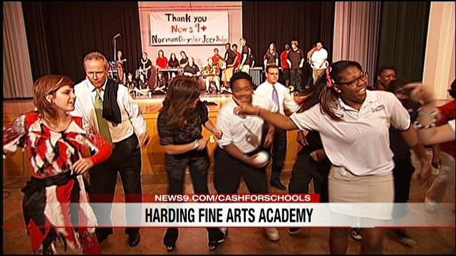 News 9 Presents Big Check To Harding Fine Arts Academy