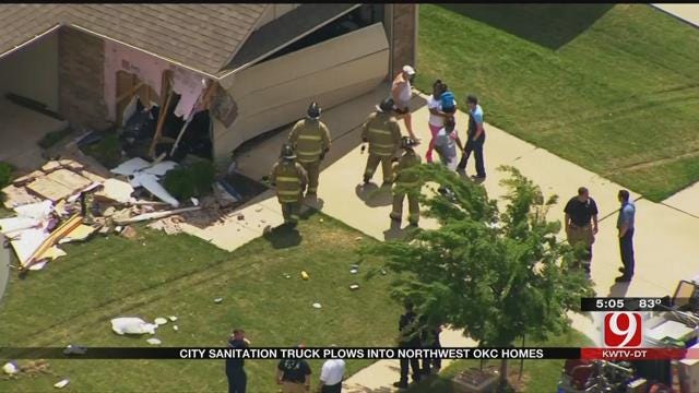 Crews Called After City Trash Truck Crashes Into Homes