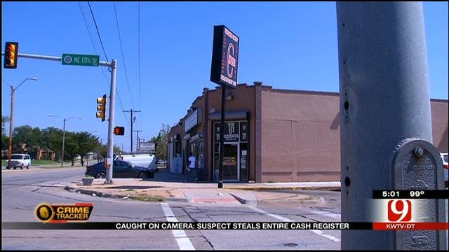 Caught On Camera: Suspect Steals Cash Register In NE OKC