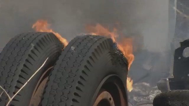 Tires Burn At Sperry Salvage Yard