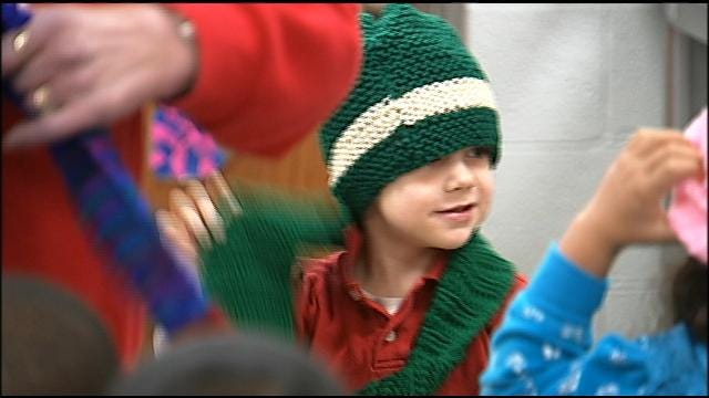 Senior Group Donates Hundreds Of Scarves, Hats To Tulsa Kids