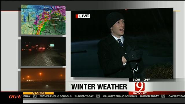 News 9 Meteorologist Nick Bender Heads Outside To Monitor Weather