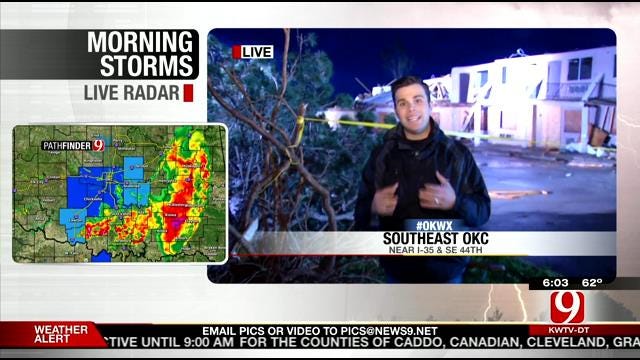 Justin Dougherty Reports On Storm Damage in Southeast OKC