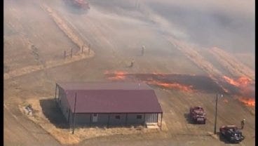 WEB EXTRA: SkyNews6 Flies Over Grass Fire In Creek County