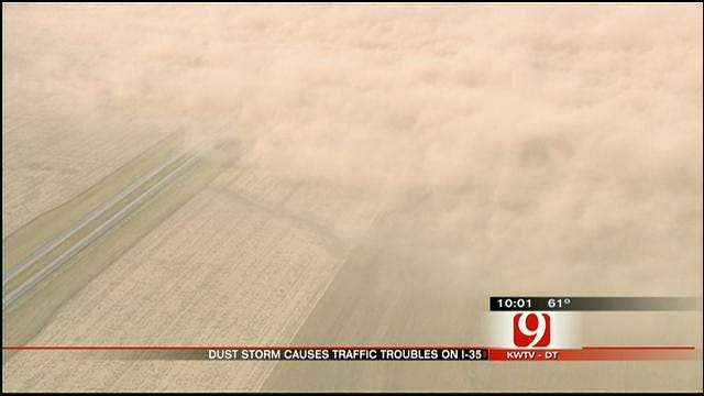 Dust Storm, 30-Vehicle Accident Shuts Down I-35 In Kay County