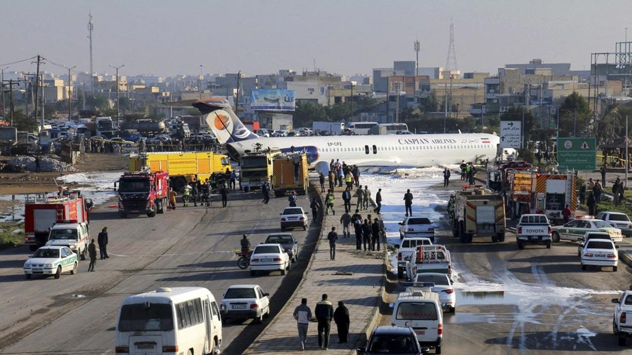Aging Iran Airliner Skids Onto Highway In Crash Landing