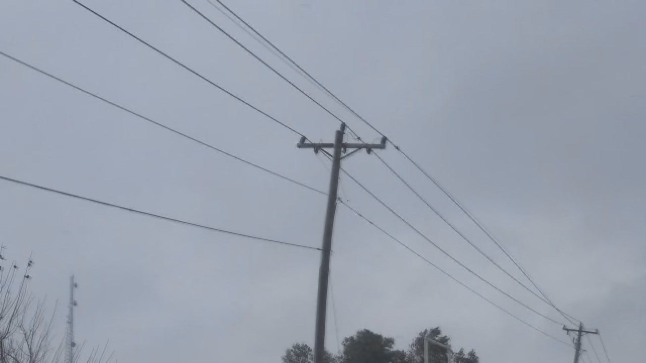 Winds Whip Power Lines West Of Metro Near El Reno