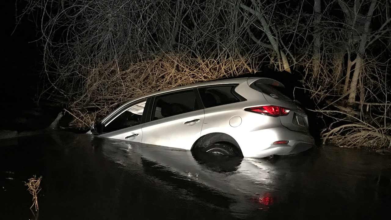Couple Drives Into Creek After Dodging Storm Debris in Rogers County
