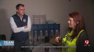 Gov. Kevin Stitt Witnesses Tornado Damage Firsthand In Seminole