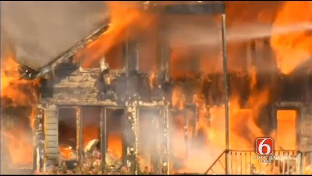 WEB EXTRA: Large South Tulsa Home Destroyed By Fire