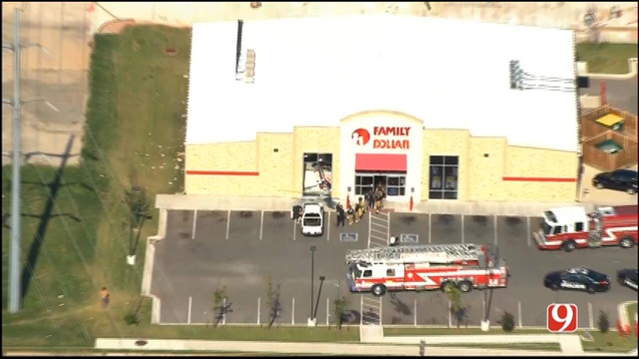 WEB EXTRA: SkyNews 9 Flies Over Vehicle Crashed Into NW OKC Family Dollar Store