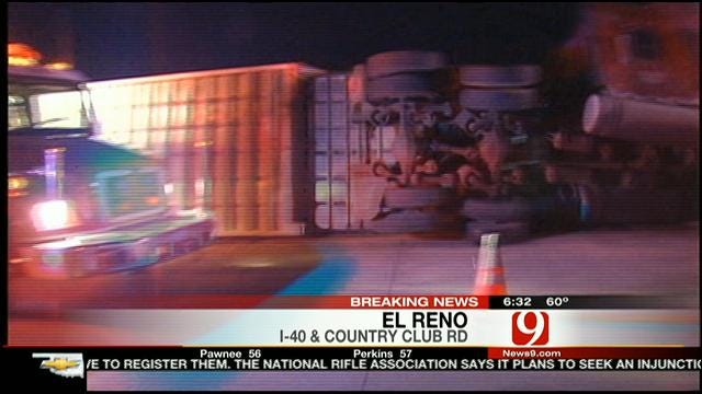 Westbound I-40 Closed In El Reno After Truck Carrying Cattle Overturns