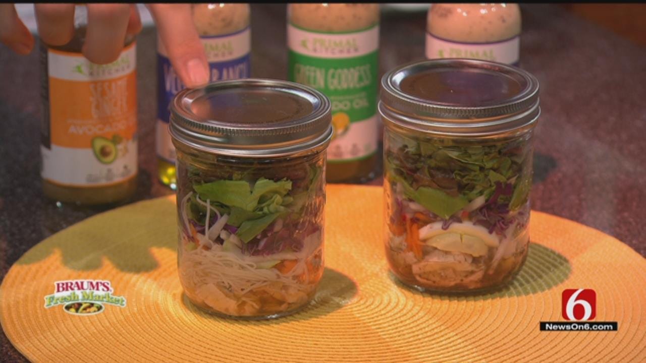 Chef Salad In A Jar With Greek Dressing