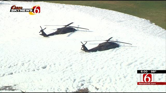 Tulsa's Army National Guard Base Accidentally Covered In Foam