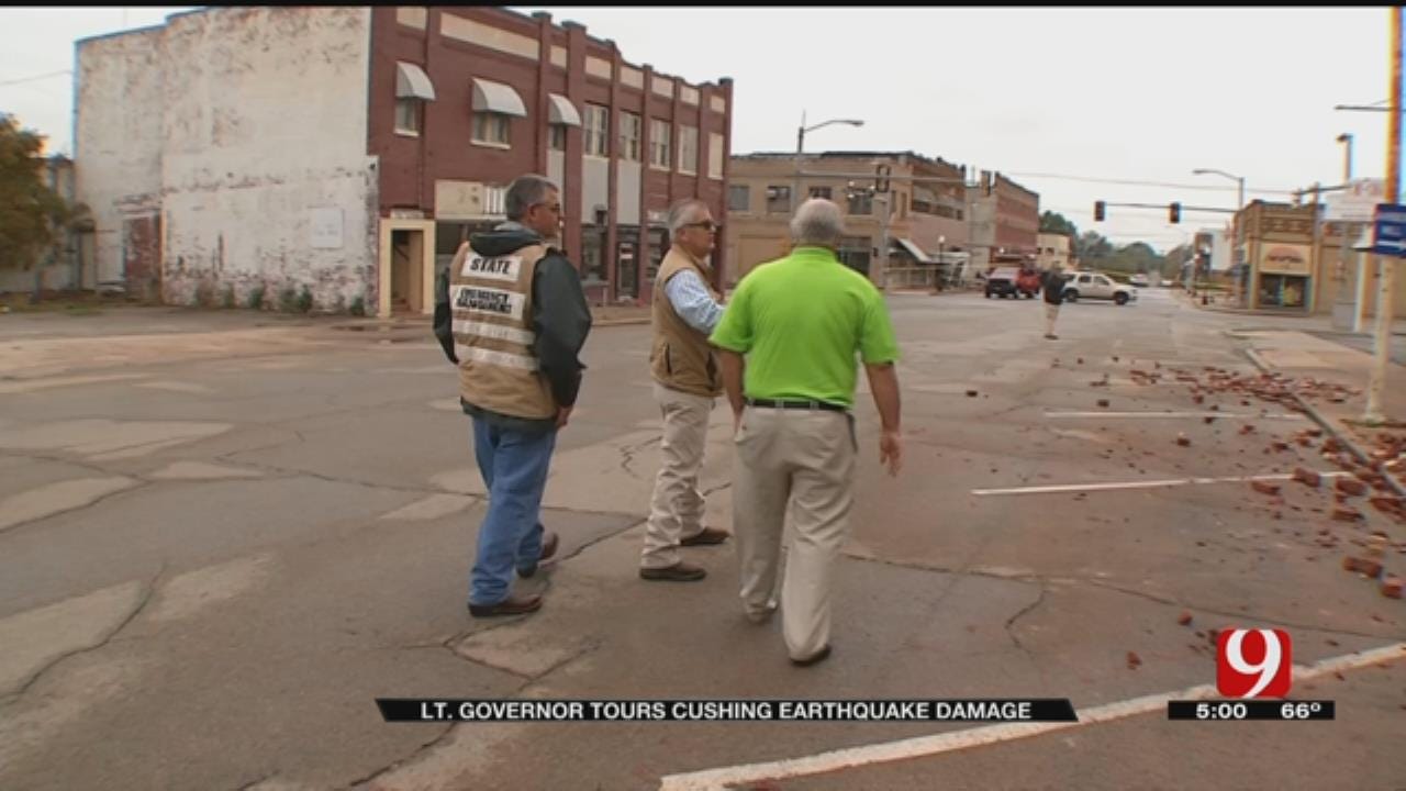 Lt. Governor Todd Lamb Tours Cushing Earthquake Damage