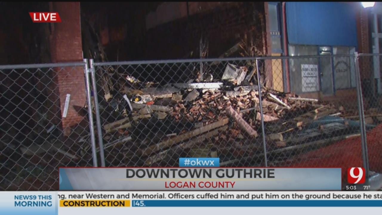 WATCH: Overnight Storms Cause More Damage To Burned Businesses In Guthrie