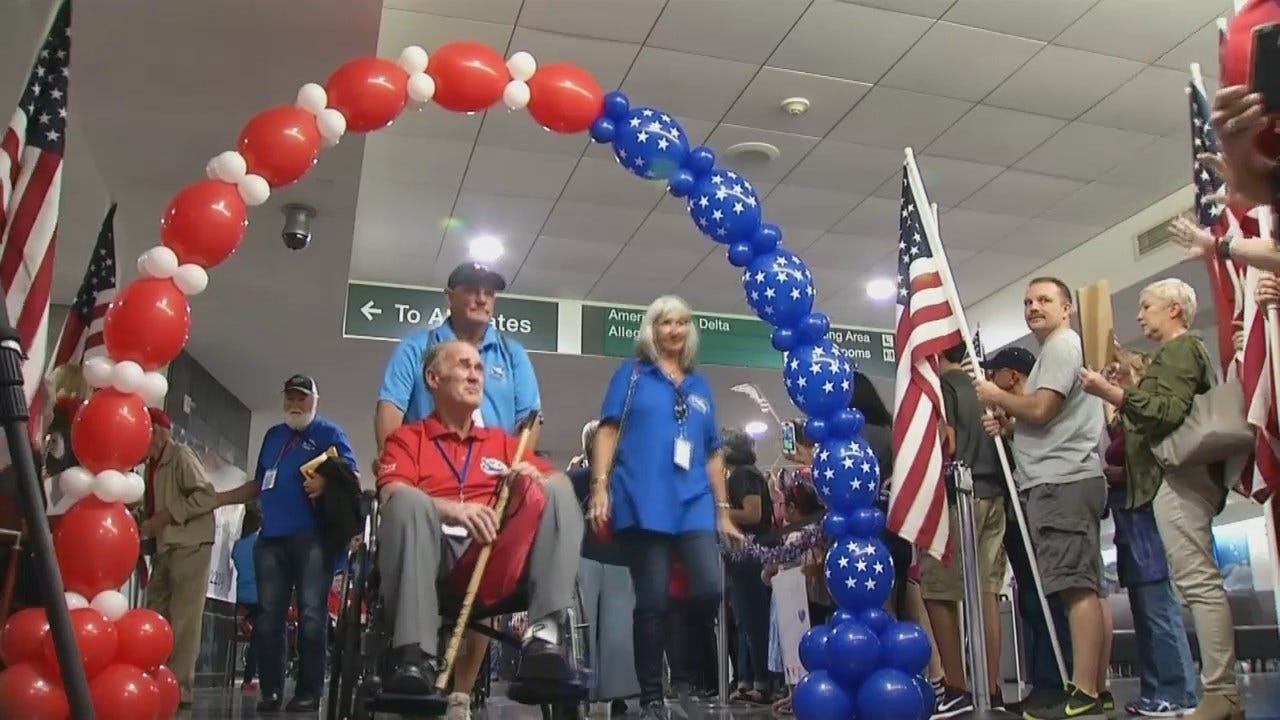 73 Veterans Return To Tulsa Aboard Oklahoma Warriors Honor Flight