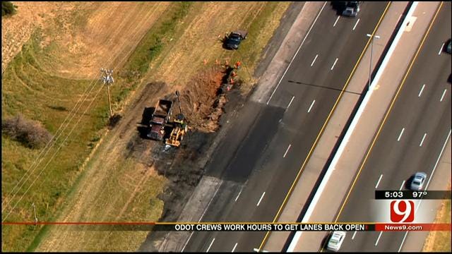 Repairs Narrow Northbound I-35 In Norman After Semi Fire