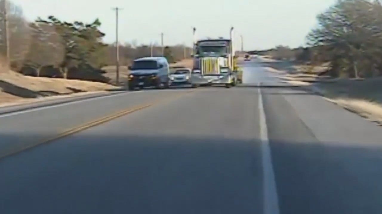 Caught On Video: Near Head-On Crash Between Semi, OHP Trooper