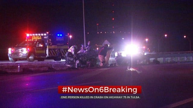 UPDATE: 1 Dead, 1 Taken To Hospital Following Overnight Crash On HWY 75