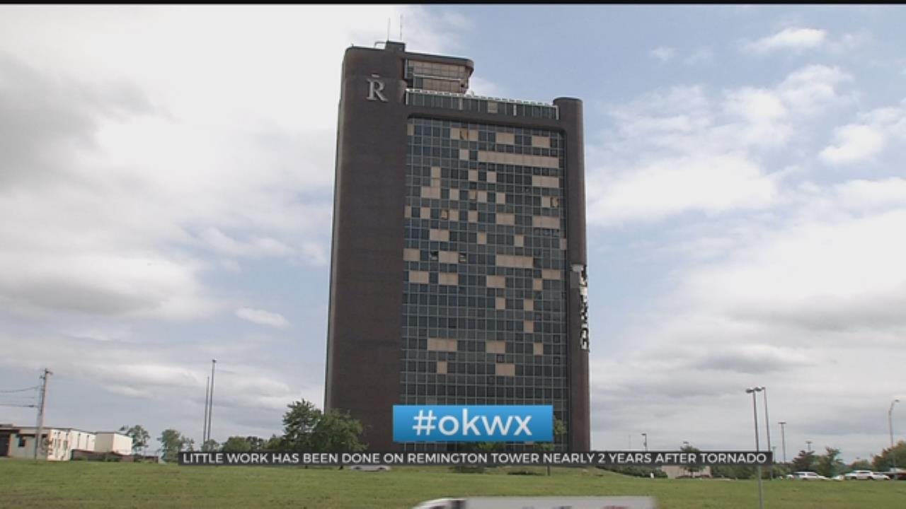 Remington Tower Vacant & Boarded Up Almost 2 Years After Tulsa Tornado