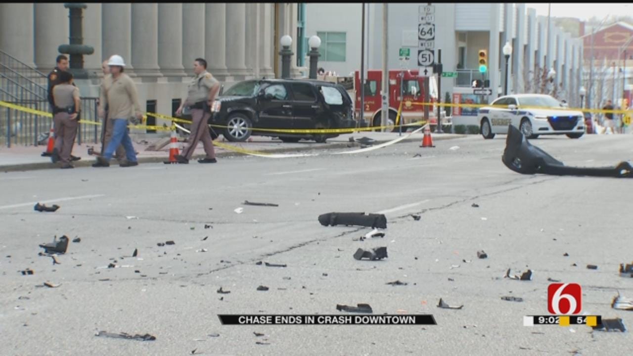 Police Chase Ends In Crash In Downtown Tulsa