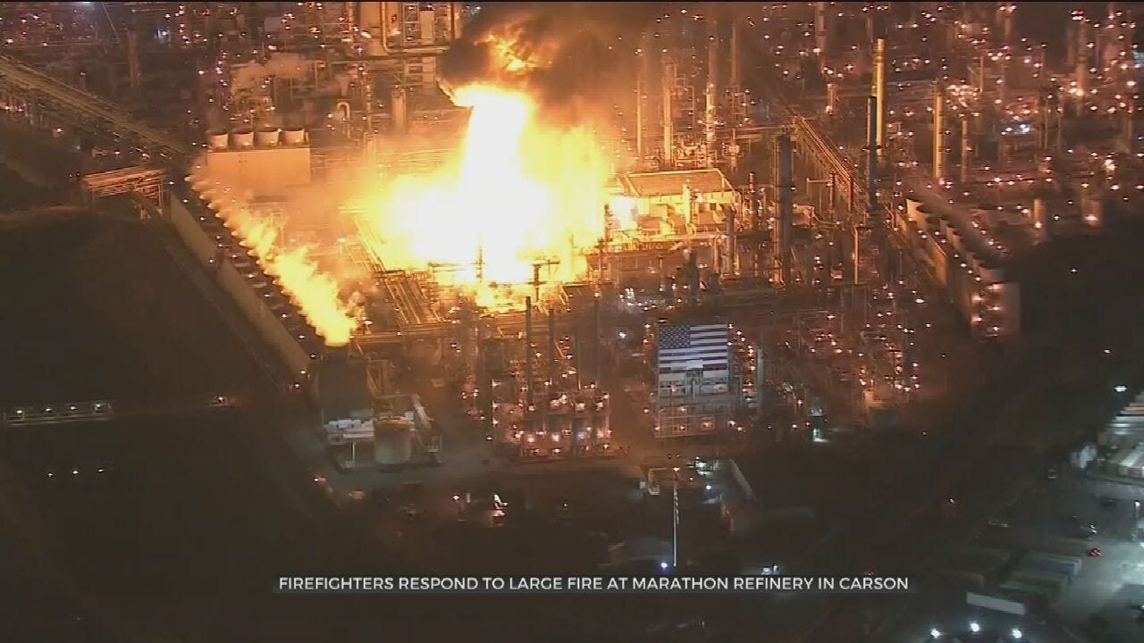 Fire Crews Respond To California Refinery Fire