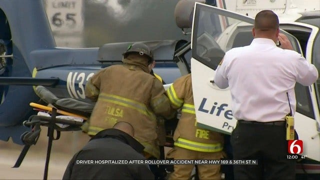Tulsa Firefighters Free Driver Trapped In Pickup After Crash On Highway 169