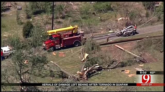 Aerials Of Damage Left Behind After Tornado In Quapaw