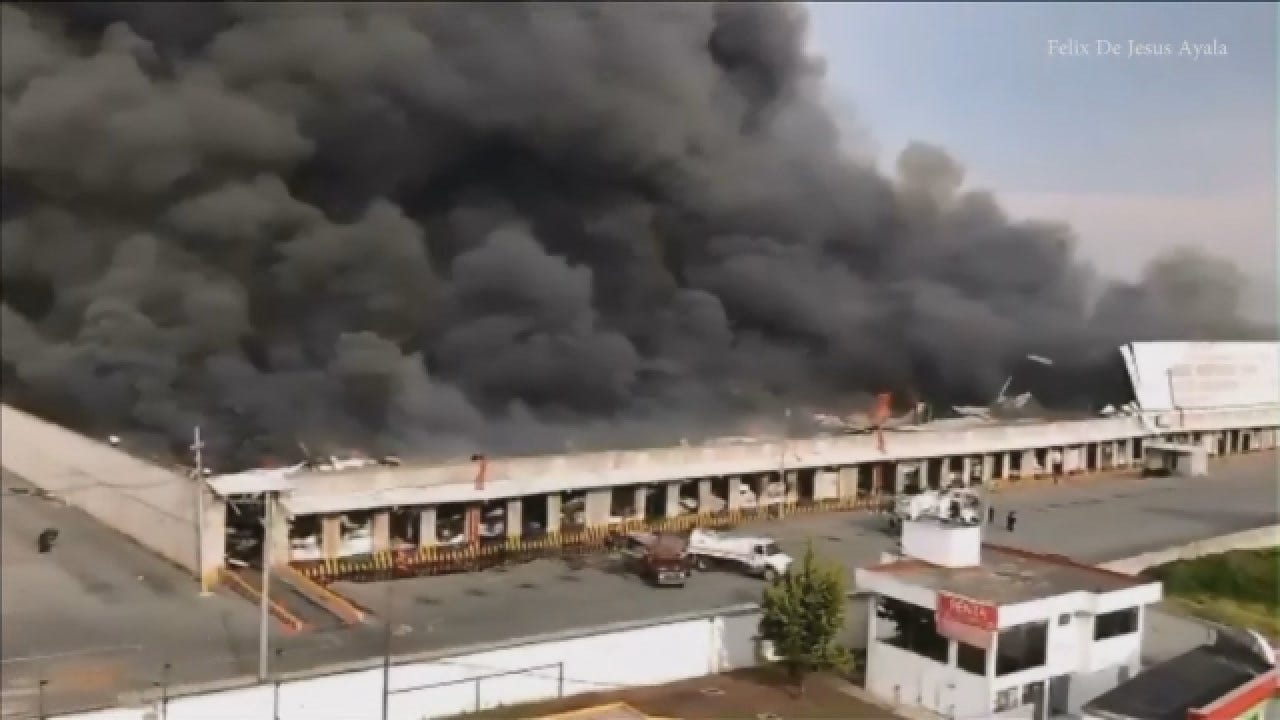 Huge Fire Burns At Fabric Warehouse In Mexico