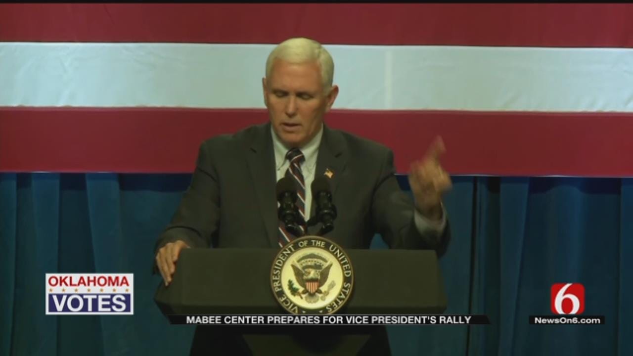 Tulsa's Mabee Center Prepares For The Arrival Of Vice President Pence