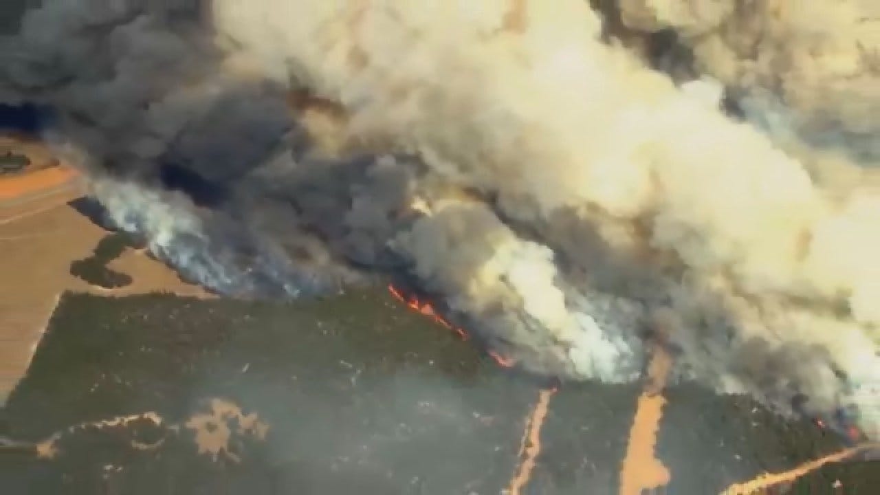 WEB EXTRA: Bob Mills SkyNews 9 Flies Over NW OK Wildfires