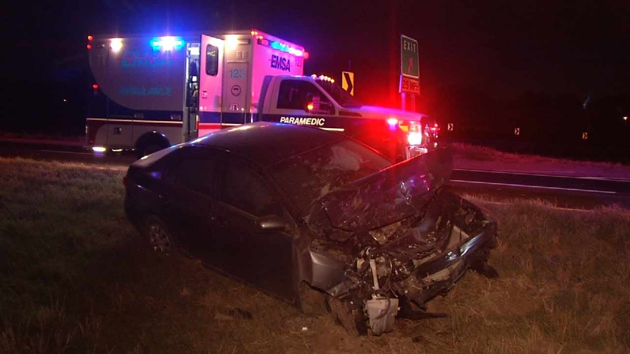 Driver Hurt When Car Rear Ends Pickup On Tulsa Highway