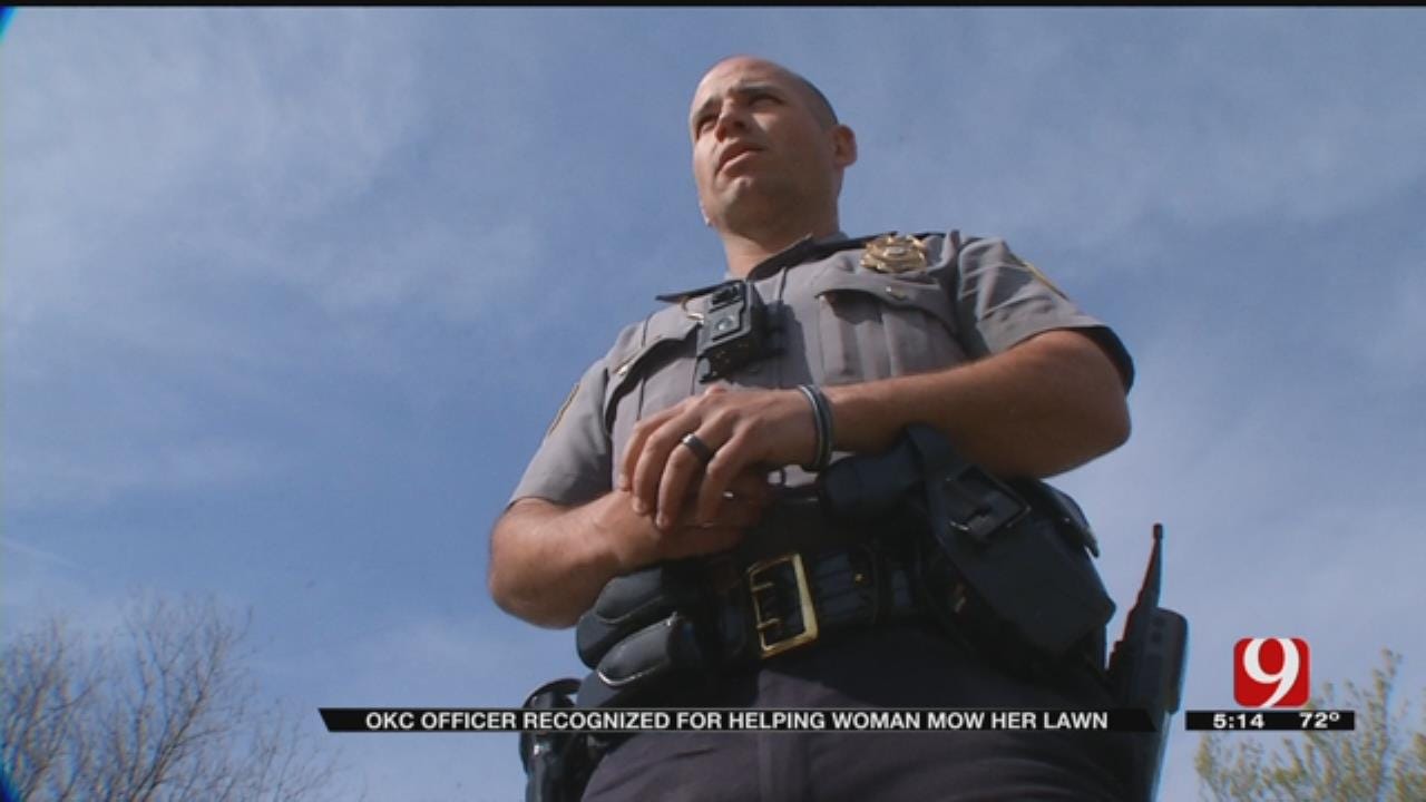 OKC Officer Recognized For Helping Woman Mow Her Lawn